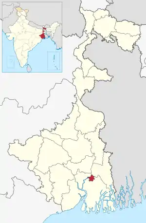Location of Kolkata in West Bengal