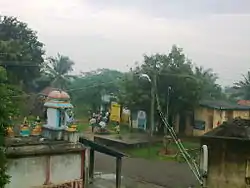 Konaiyur Village main street with the Bajanai Koil and Panchayat Building