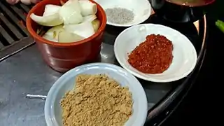 Kong-gomul (soybean powder) for dipping samgyeopsal (pork belly)