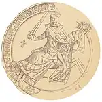 The reverse from another version of Haakon's seal as King, in known use 1300–02.