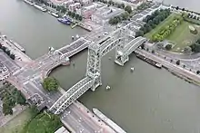 Aerial view of the Koninginnebrug and De Hef.