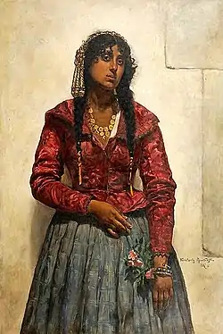 Romani woman in traditional dress by Konstanty Mańkowsk, 1887