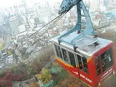 The Namsan cable car, which leads up to the N Seoul Tower.