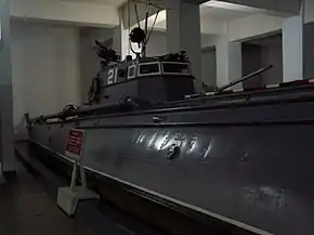 The North Korean torpedo boat, No. 21, that supposedly sunk the heavy cruiser Baltimore.