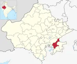 Location of Kota district in Rajasthan