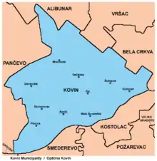 Map of Kovin municipality