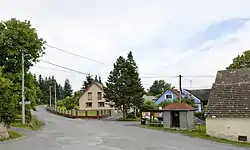 Crossroads in the centre of Kramolín