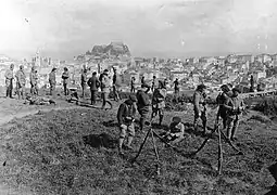 Workers on Corfu. The image shows the Old Fortress. First World War