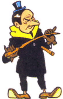 Publicity shot of Krimson, bending his cane. 1963. Drawn by Willy Vandersteen.