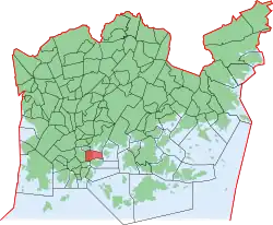 Position of Kruununhaka within Helsinki