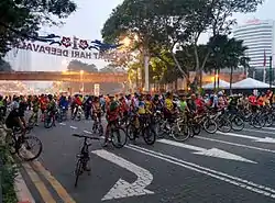 Cyclists getting ready to ride at Kuala Lumpur Car Free Day event on October 28th, 2015.