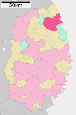 Location of Kuji in Iwate Prefecture