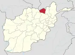 Map of Afghanistan with Kunduz highlighted