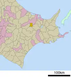 Location of Kunneppu in Hokkaido (Okhotsk Subprefecture)