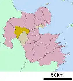 Location of Kusu in Ōita Prefecture