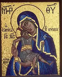 Icon of the Mother of God "Merciful".(Mosaic icon from Kykkos Monastery, Cyprus).