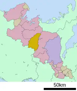 Location of Kyōtamba in Kyoto Prefecture
