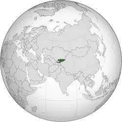 Location of Kyrgyzstan (dark green)