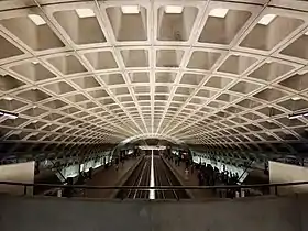 Coffered ceiling typical of stations on the Washington Metro (Washington, DC)