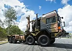 A HX77 with LHS and CHU, one of the first 12 LAND 121 vehicles to be handed over to the Australian Army on 7 April 2016.