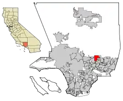 Location of Monrovia in Los Angeles County, California