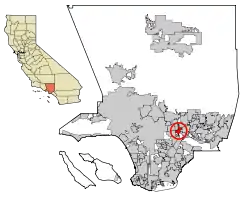 Location of Rosemead in Los Angeles County, California