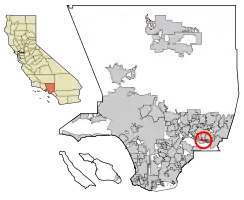 Location of South San Jose Hills in Los Angeles County, California.