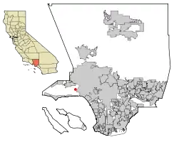 Location of Topanga in California and Los Angeles County