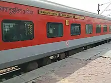 Red-and-silver passenger train