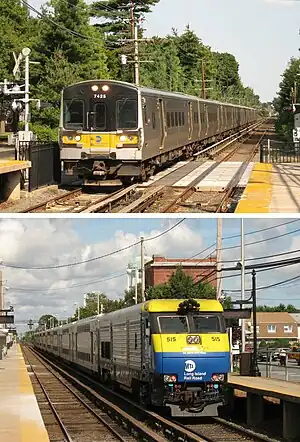 The Long Island Rail Road provides electric and diesel rail service east-west throughout Long Island, New York.