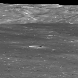 A view of landing site, marked by two small arrows, taken by the Lunar Reconnaissance Orbiter on 30 January 2019