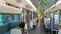 Interior of a refurbished MTR Light Rail vehicle