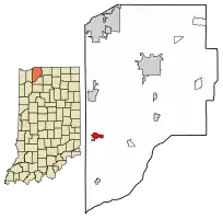 Location of Wanatah in LaPorte County, Indiana.