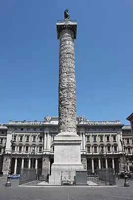 The Column of Marcus Aurelius in Piazza Colonna