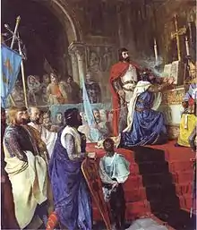 Another version of the "Santa Gadea Oath", painted by Armando Menocal in 1889