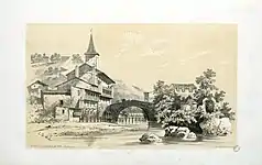 the Nive in Saint-Jean-Pied-de-Port in 1843, by Eugène de Malbos.