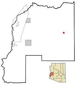 Location in La Paz County and the state of Arizona