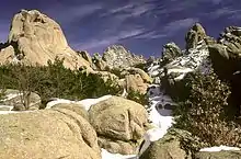 Winter view of La Pedriza's peaks.