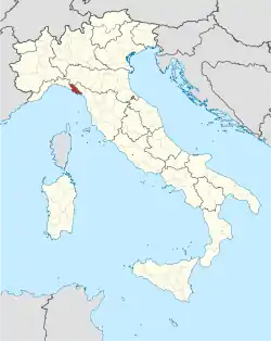 Map highlighting the location of the province of La Spezia in Italy