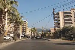 Aerial view of main street in Zgharta (Tripoli-Zgharta Road)