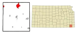 Location within Labette County and Kansas