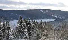 Lac-Beauport with the ski mountain in the background