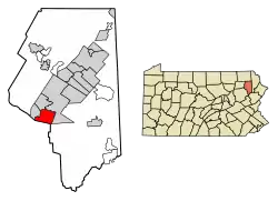 Location of Moosic in Lackawanna County, Pennsylvania