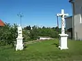 Statue of Saint Wendelin (1903) and stonecross (1867)