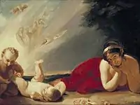Lady Hamilton as Titania with Puck and Changeling, 1793