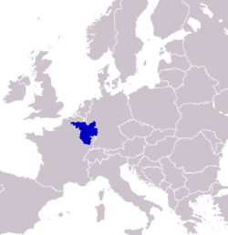 Location and extent of the Greater Region of SaarLorLux in western Europe.
