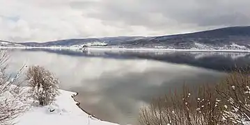 View of the lake in winter