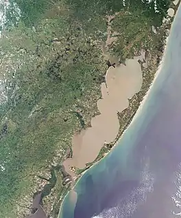 Lagoa dos Patos, the largest lagoon in South America, in the Brazilian state of Rio Grande do Sul.