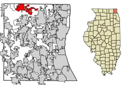 Location of Antioch in Lake County, Illinois.