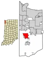 Location of Cedar Lake in Lake County, Indiana.